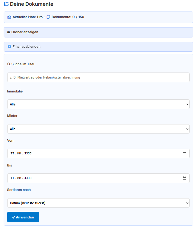 Dokumentenmodul Screenshot